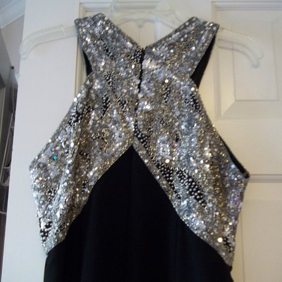 NWT MYSTIC ENCHANTMENT LADIES SZ12 FORMAL BLACK DRESS SILVER SEQUINS SLEEVELESS - Picture 2 of 3